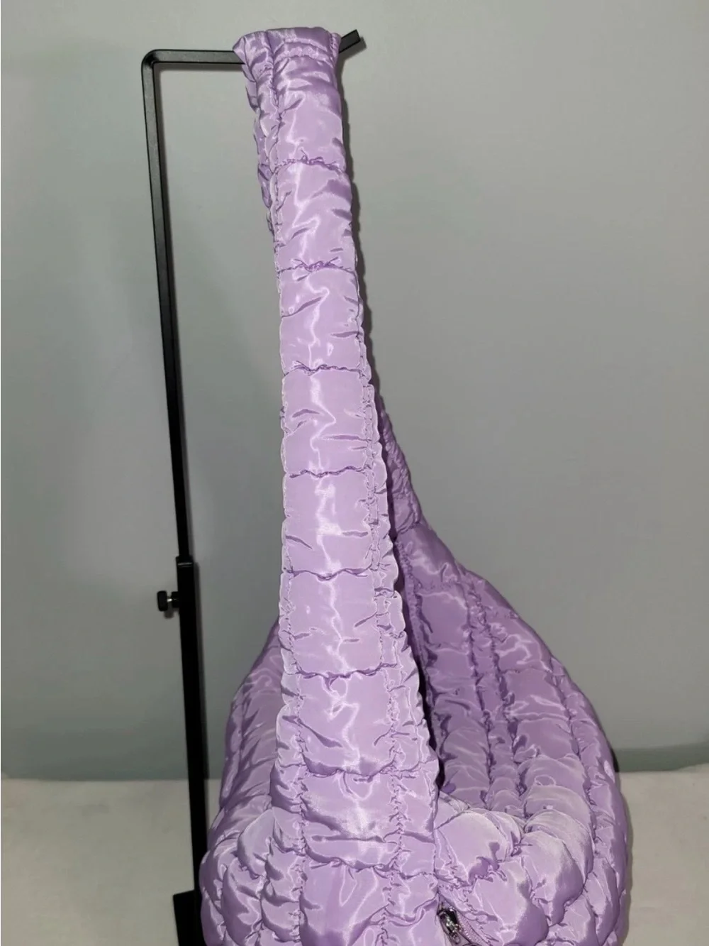 Quilted Puffer Hobo Shoulder Bag Purple Lanvender NWOT